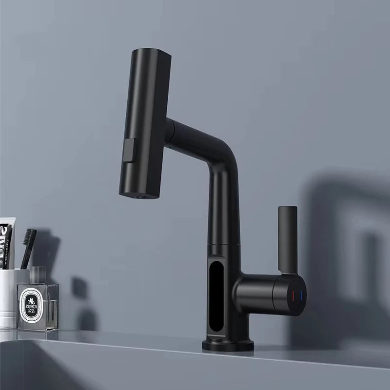 Temperature Digital Display Basin Tap Pull Out Cold