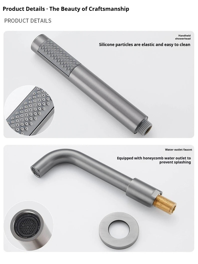 Brushed Gold Concealed Wall-Mounted Bathtub Faucet Gun Grey