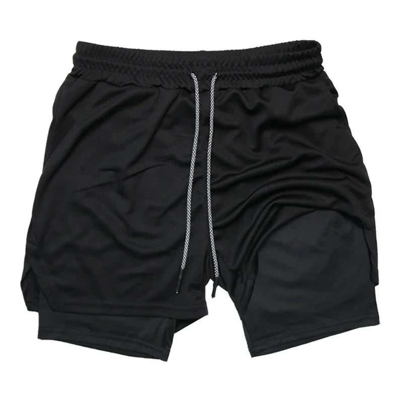 Men Summer Breathable 2-In-1 Double-Layer Compression Shorts