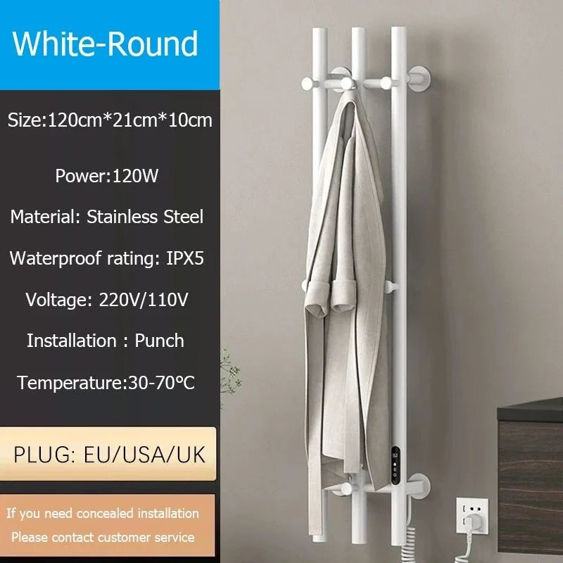 Oxg 3-Bar Electric Heated Towel Rack Timer Wall