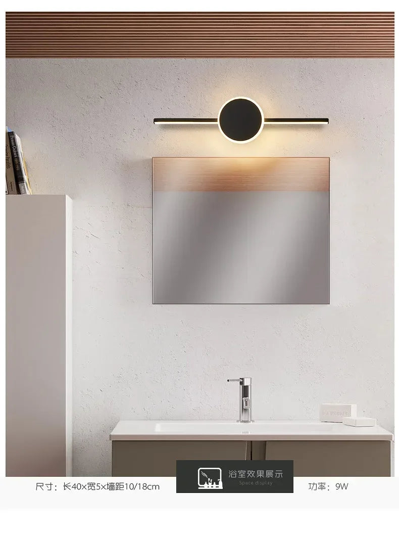 Modern Luxury Bathroom Wall Lamp Black White Aluminum