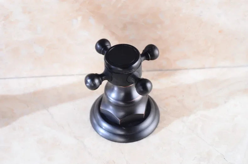 Zgrk Basin Faucet Black Brass Dual Handle Bathroom
