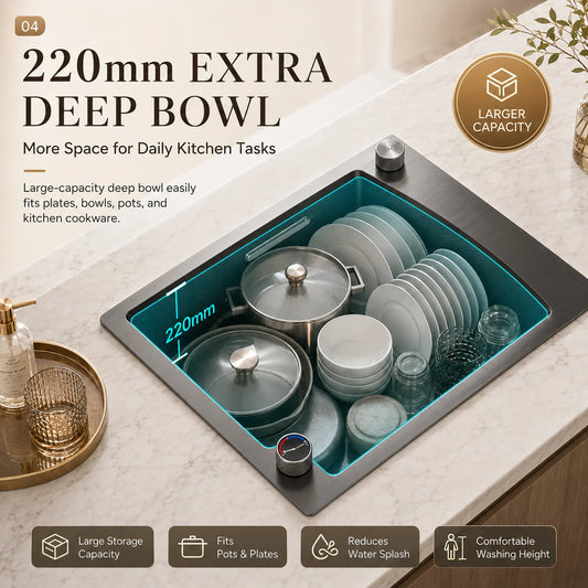 Modern Luxury Waterfall Sink Sus304 Stainless Steel Hidden