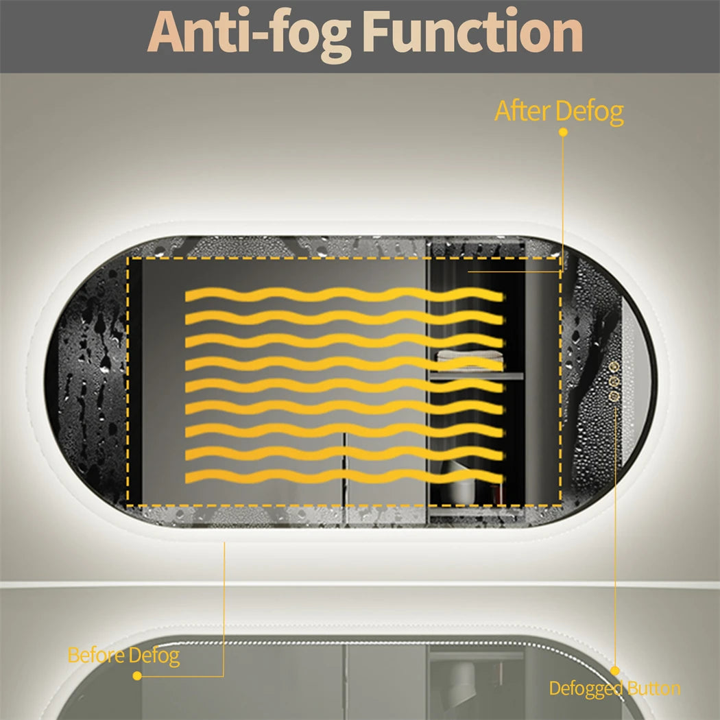 Oval Led Bathroom Mirror Smart Mirrors Dimmable Colors