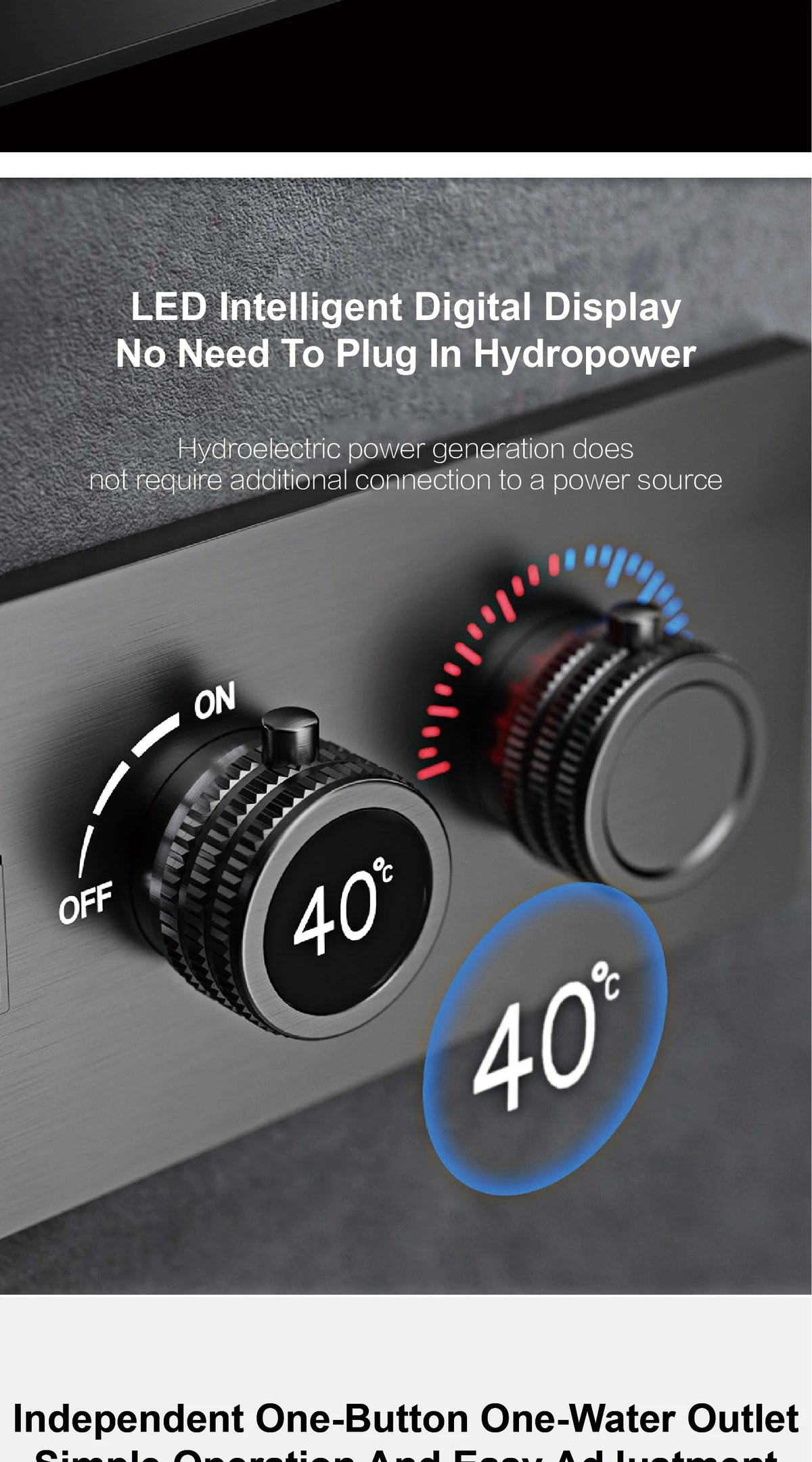Luxury Gun Grey Brass Thermostatic Shower System Ceiling-Embedded