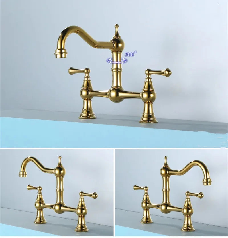 Sink Tap Rotation Total Brass Lead Classical Double