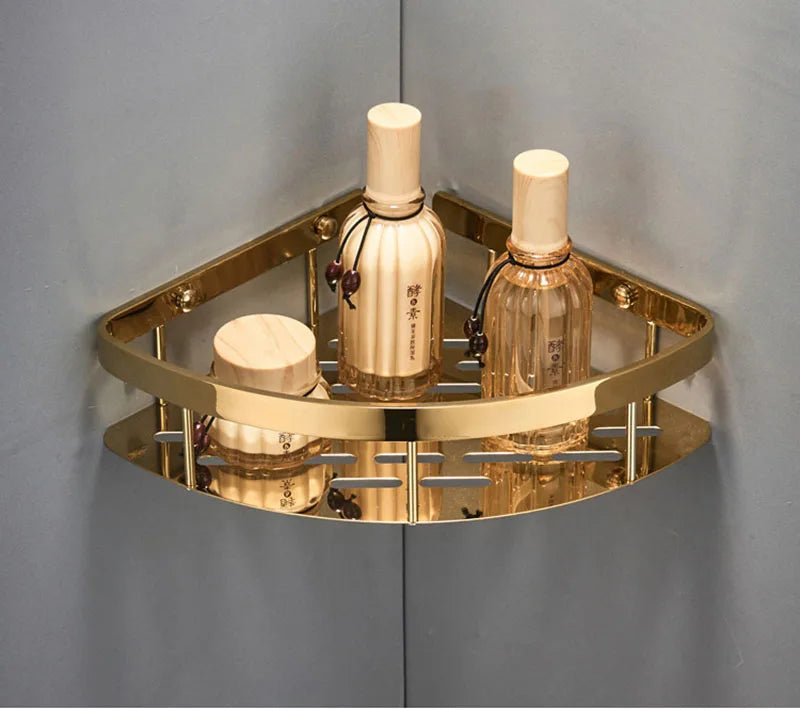 Bathroom Shelf Rose Gold Corner Shelf Shampoo Brass