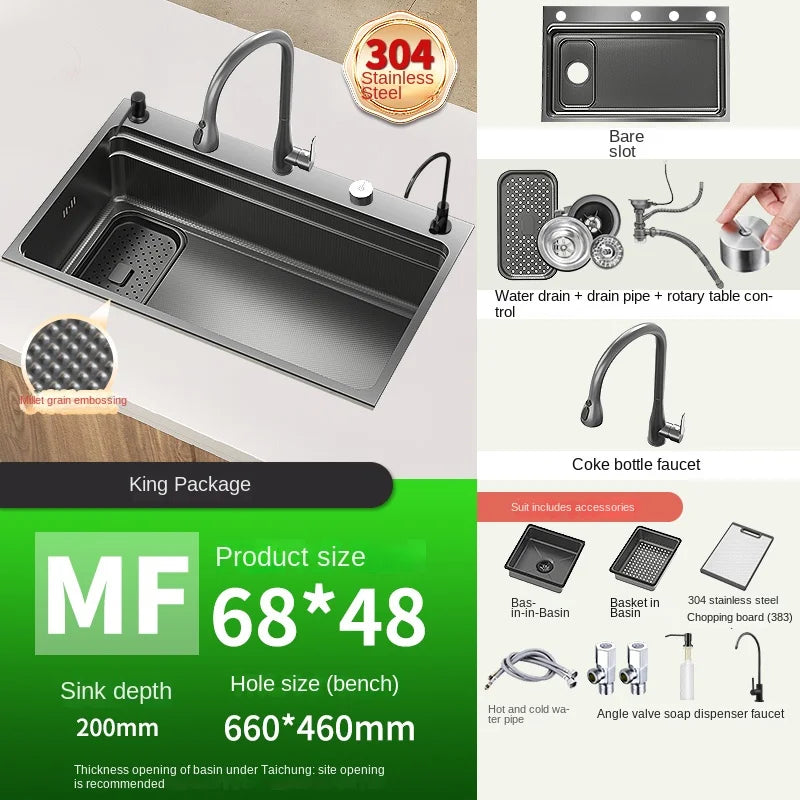 304 Stainless Steel Sink Black Large Slot Wash