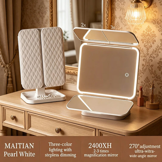 Trifold Led Makeup Mirror Dorm Smart Complementary Beauty