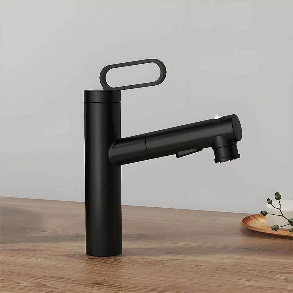 Huniu Bathroom Sink Faucet Basin Pull-Out Faucet Cold