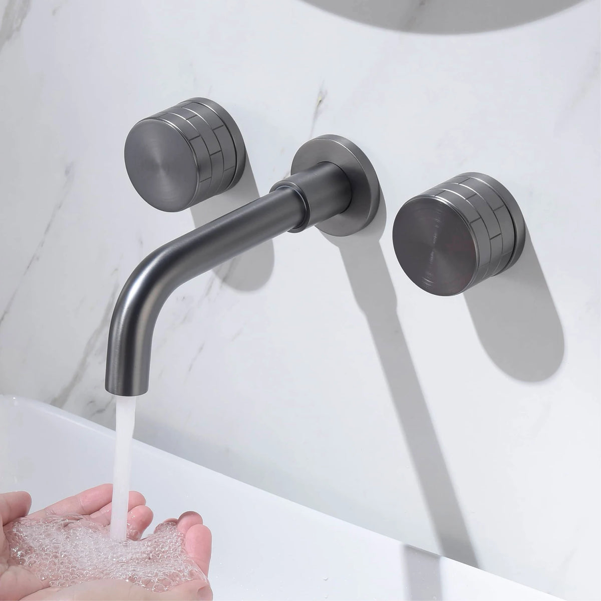Luxury Black Bathroom Concealed Faucet Wall-Mounted Design Double