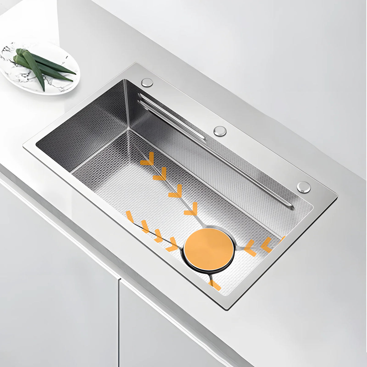 Silver Nano Embossed 304 Stainless Steel Sink Large