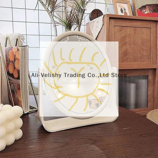 Bathroom Foldable Desktop Makeup Mirror 360 Degree Rotating