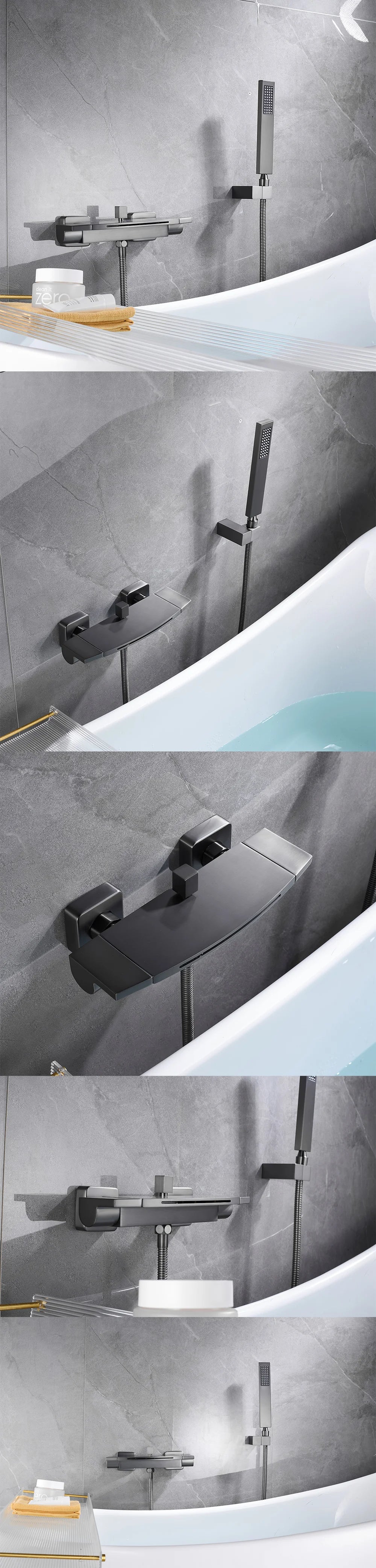 Modern Luxury Waterfall Bathtub Faucet Wall Mounted Bath