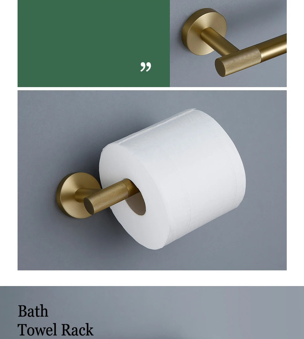 Gold Bathroom Towel Bar Bath Robe Hook Brass