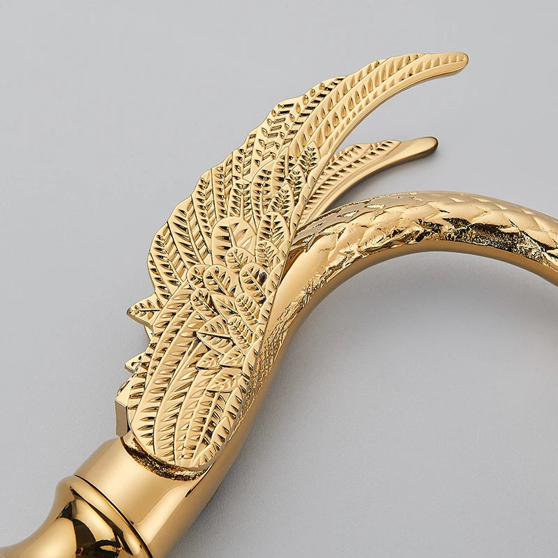 Golden Swan Shape Bathroom Faucet Basin Faucet Tap