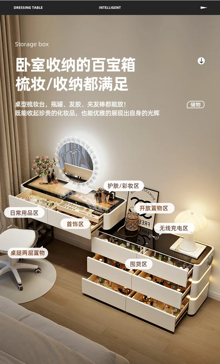 Modern Dressing Table Vanity Desk Wireless Charge Station