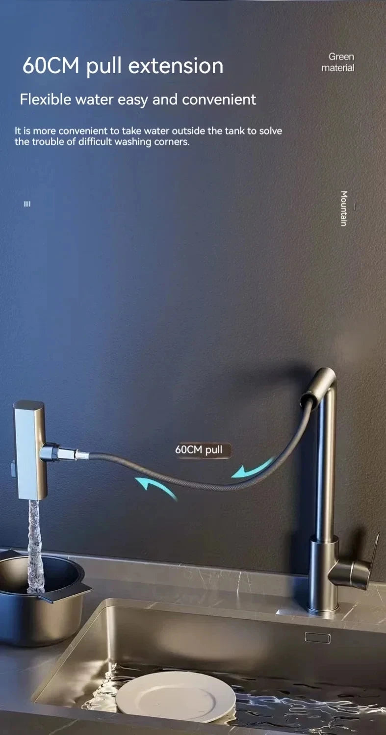 Pull-Out Flying Rain Waterfall Faucet Cold Faucet 304