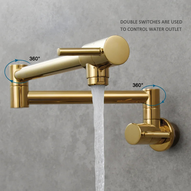 Brass Pot Filler Tap Wall Mount Foldable Faucet