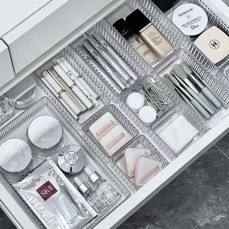Transparent Modular Drawer Organizer Multi Use Storage Trays