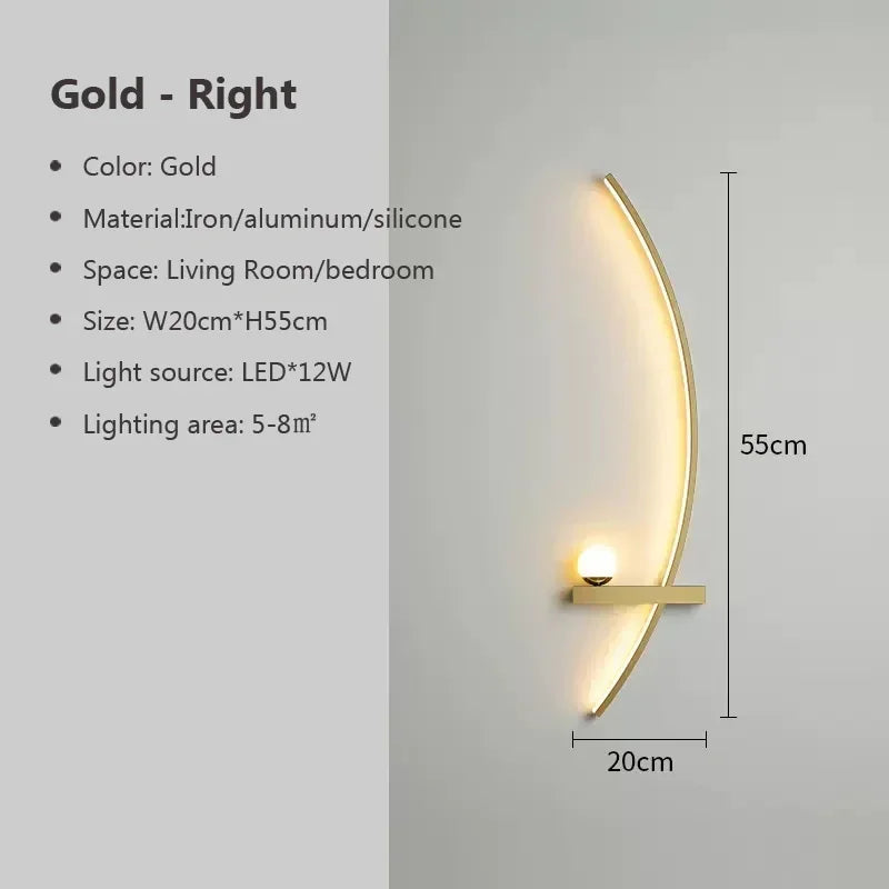 Modern Led Simple Art Bedroom Bedside Wall Lamp