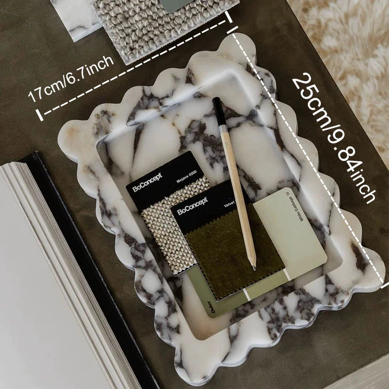 Calacatta Viola Scalloped Marble Tray Natural Marble Stone