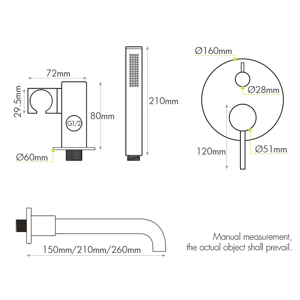Bathtub Mixer Tap Shower Cold Bathroom Faucet Brushed