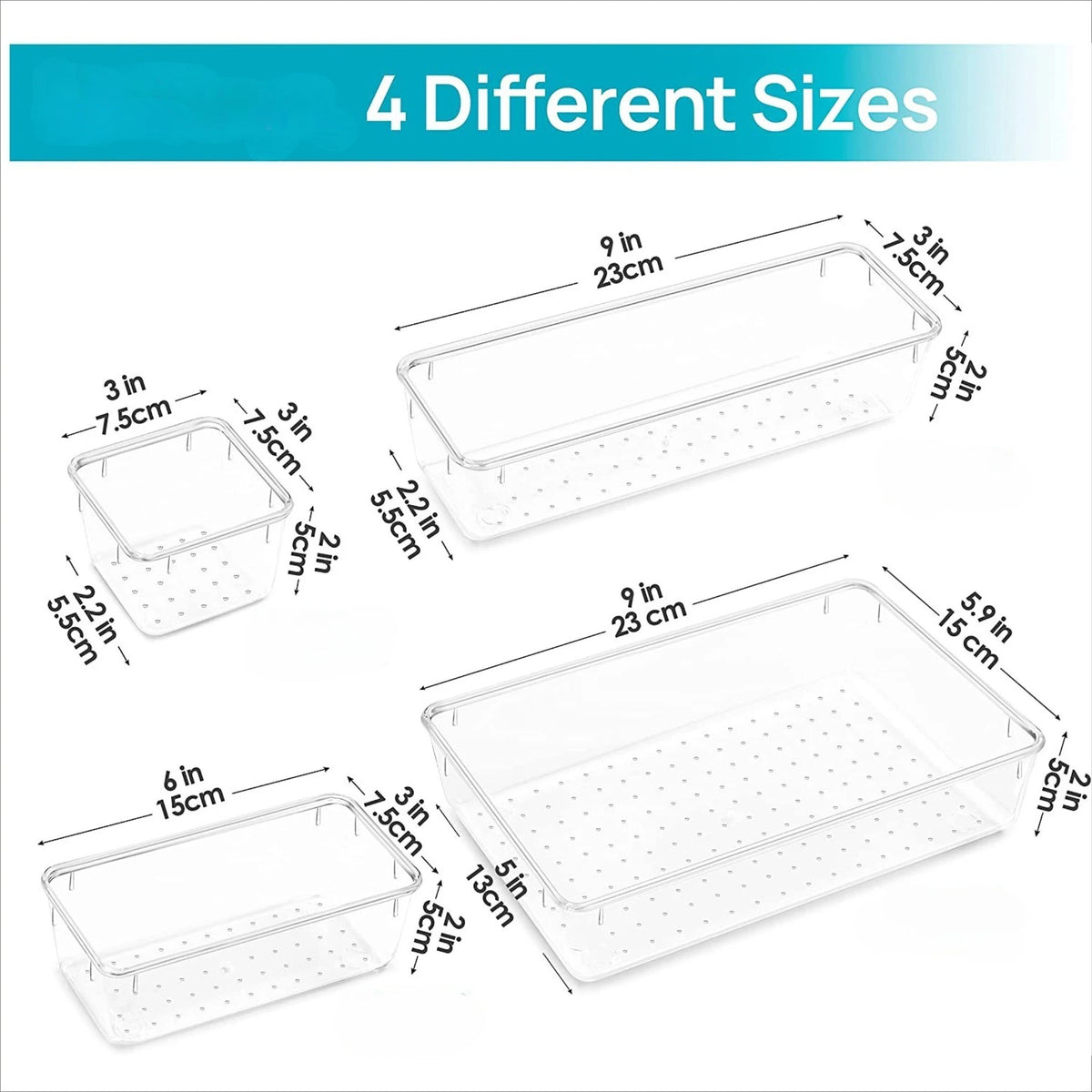 7pcs Clear Plastic Drawer Organizers Versatile Bathroom Vanity