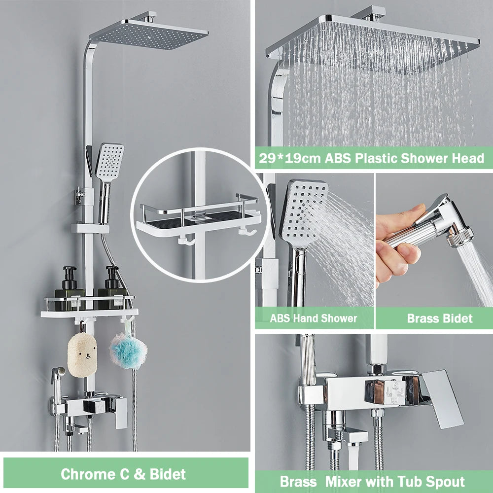 Rozin Rainfall Bathroom Shower Faucet Bidet Mixer Tap