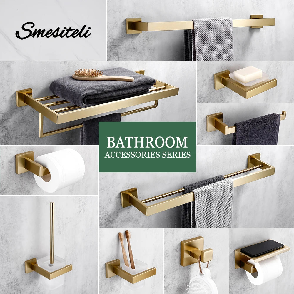 Matte Gold Towel Rack 304 Stainless Steel Towel