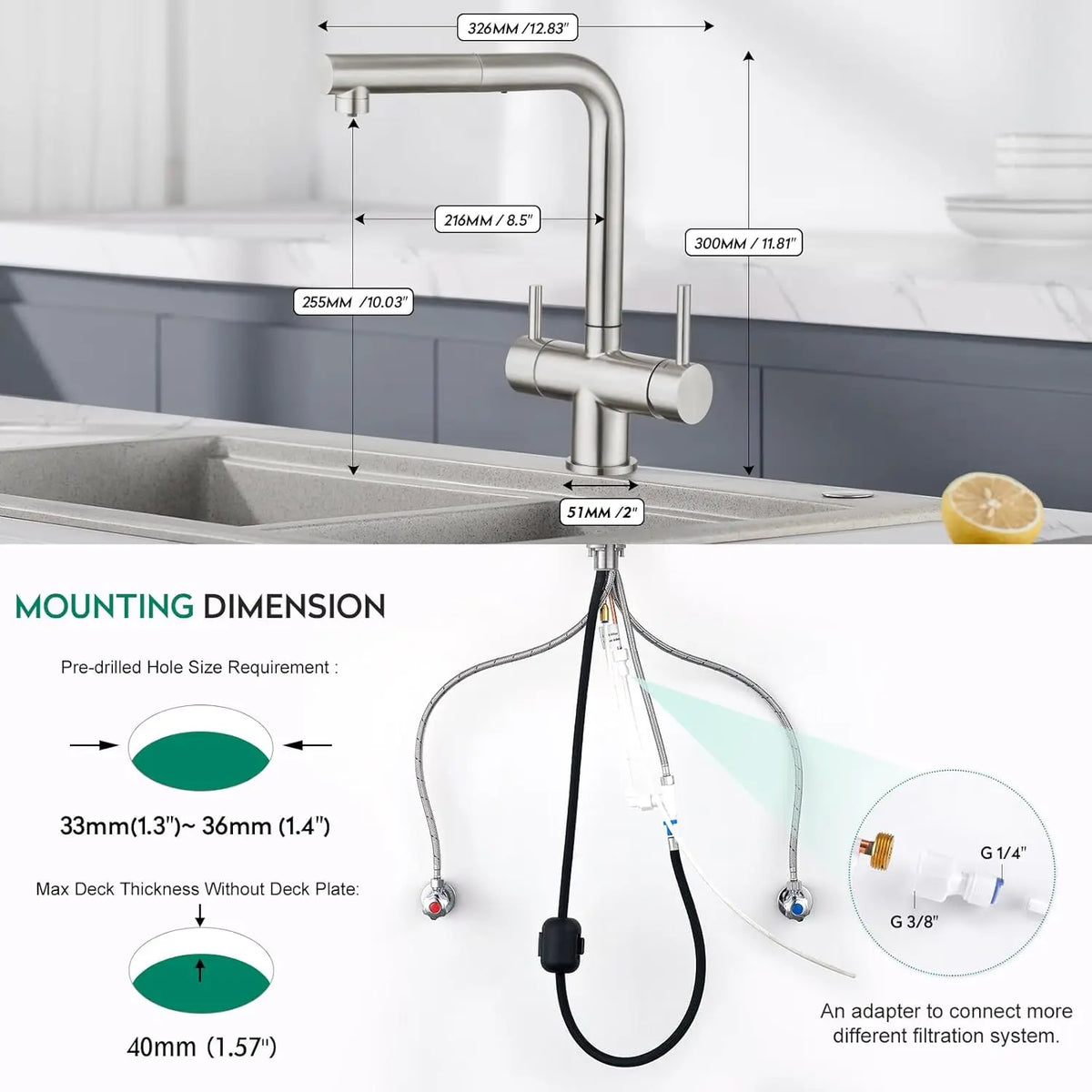 Pure Water Pull Out Filter Sink Faucet Pull
