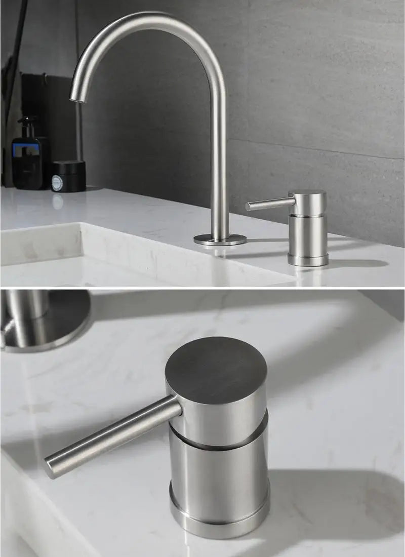 Stainless Steel Bathroom Basin Faucet Deck Mount 360