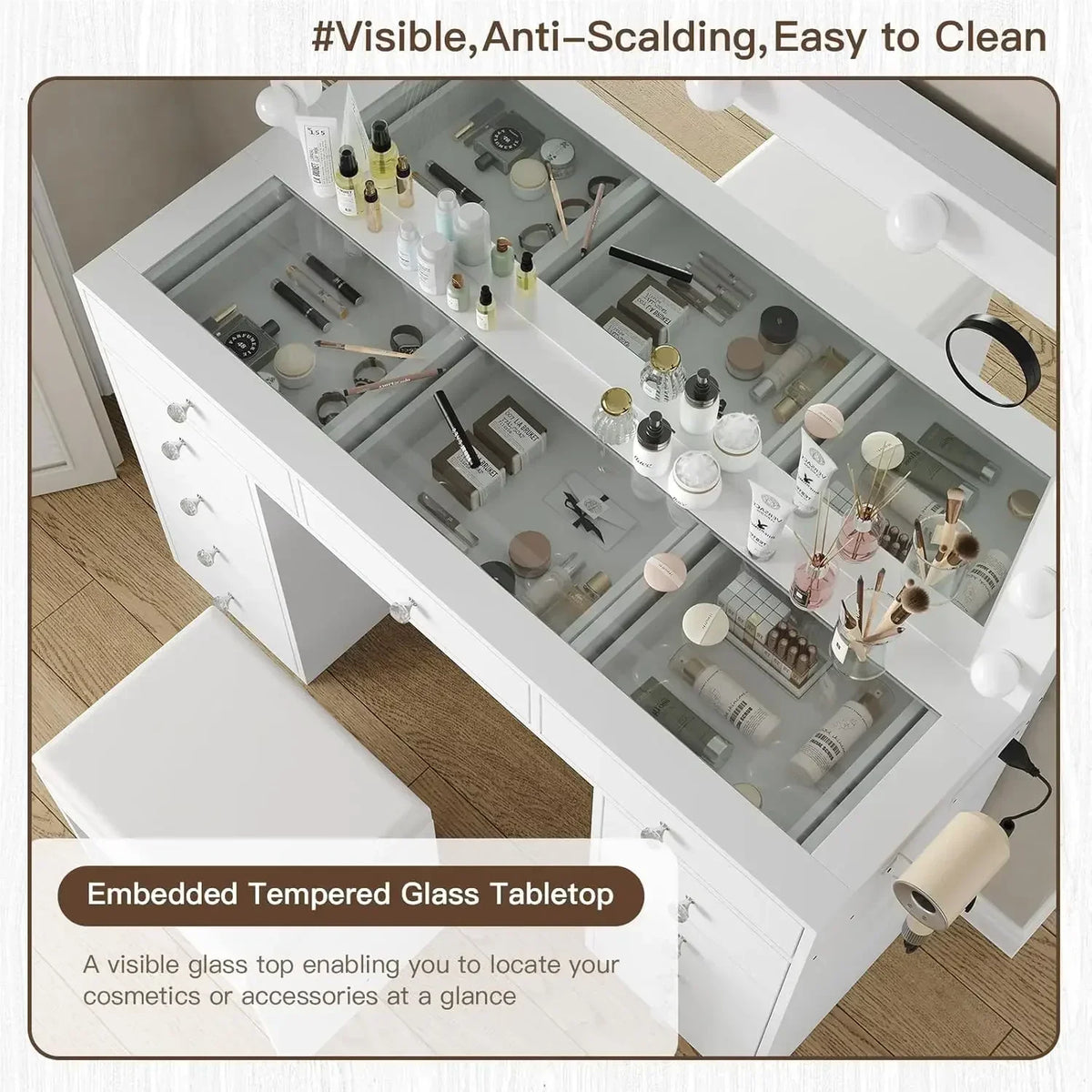 Vanity Desk & Power Outl Makeup Vanity Mirror