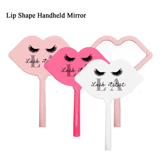 Pc Lip Shape Handheld Makeup Mirror Lash Tech