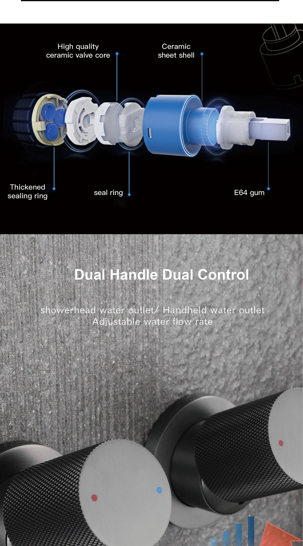 Luxury Gun Gray Brass Wall Mounted Shower System