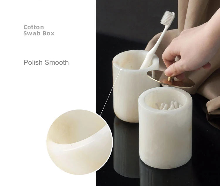 White Onyx Natural Marble Bathroom Elegant Soap Dispenser