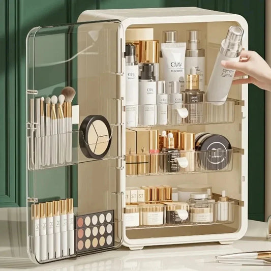 Large Clear Makeup Organizer Dustproof Design Cosmetic Storage