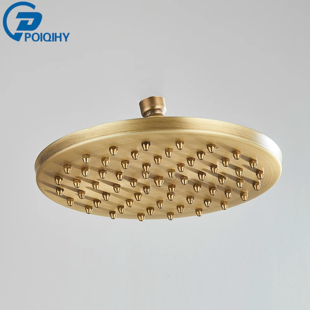 Poiqihy Brass Golden Rainfall Shower Head Shower Faucet