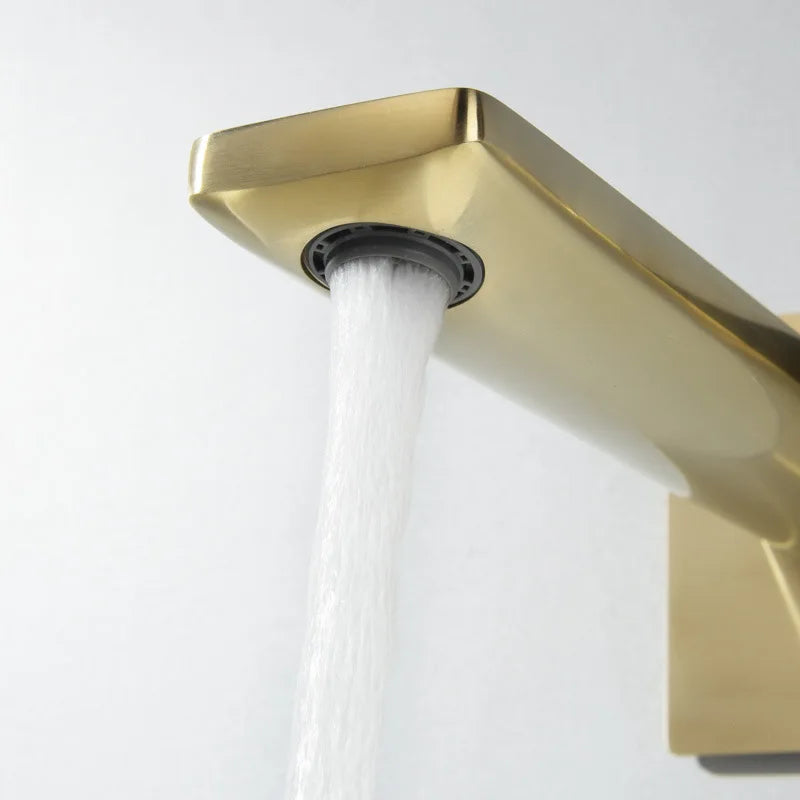 Brushed Gold Basin Faucet Concealed Bathroom Sink Faucet