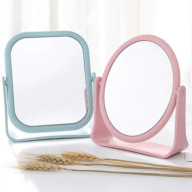 Bathroom Foldable Desktop Makeup Mirror 360 Degree Rotating