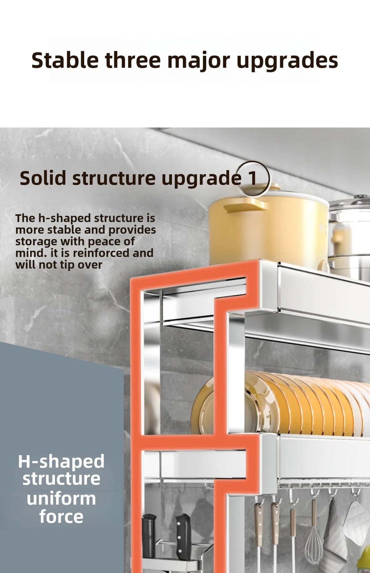 304 Stainless Steel Sink Storage Rack Layers Shelf