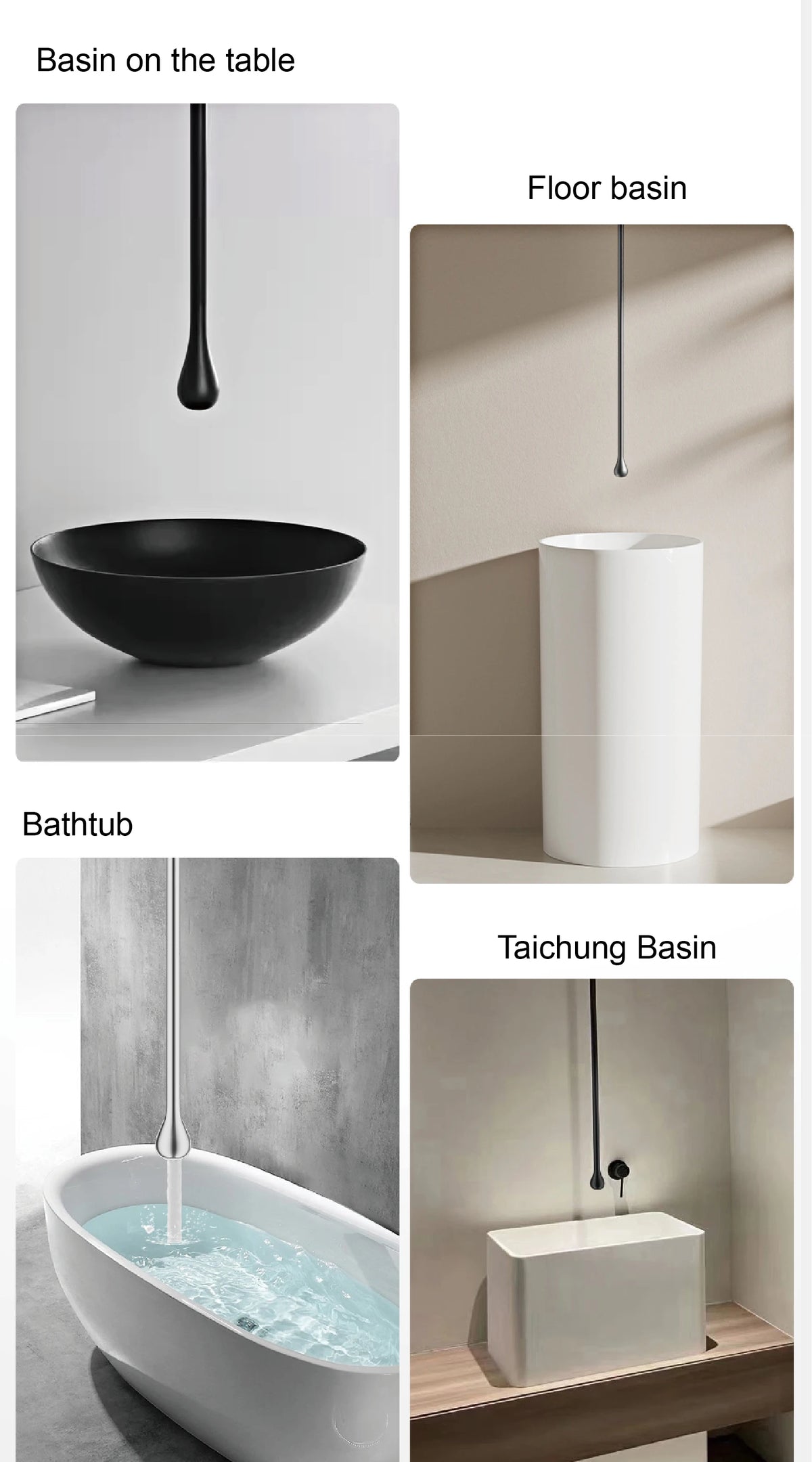 Luxury Matte Black Brass Ceiling Style Water Outlet