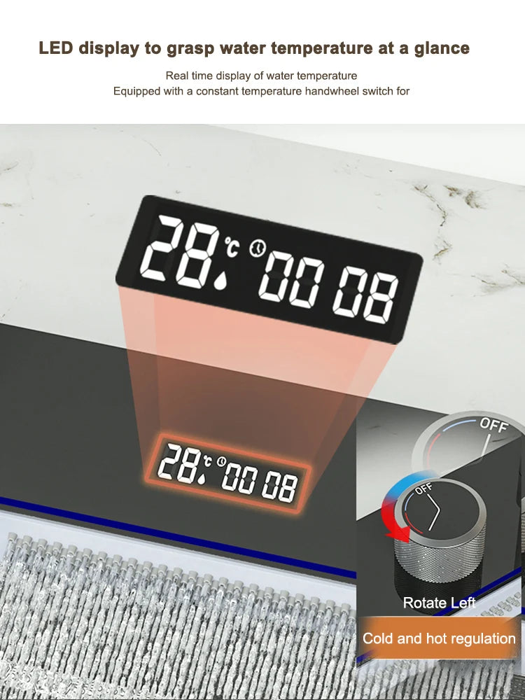 Stainless Steel Sink Large Slot Waterfall Digital Display