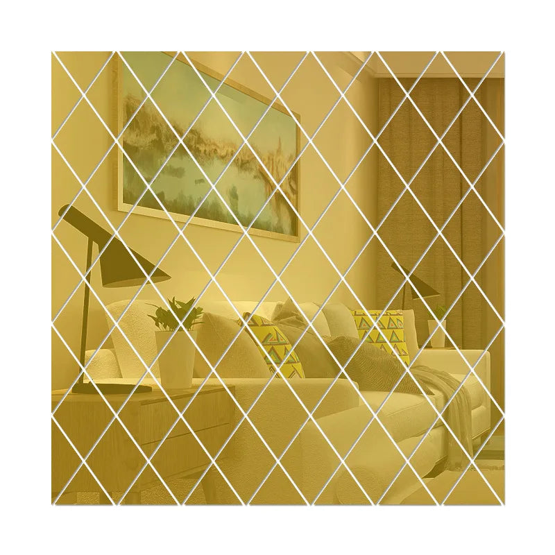 3d Mirror Stickers Diy Acrylic Triangles Self-Adhesive Diamonds