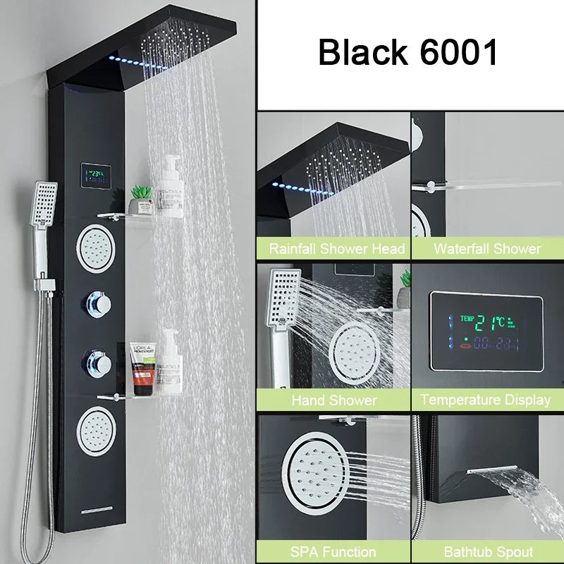 Led Shower Panel Digital Display Shower Faucet System