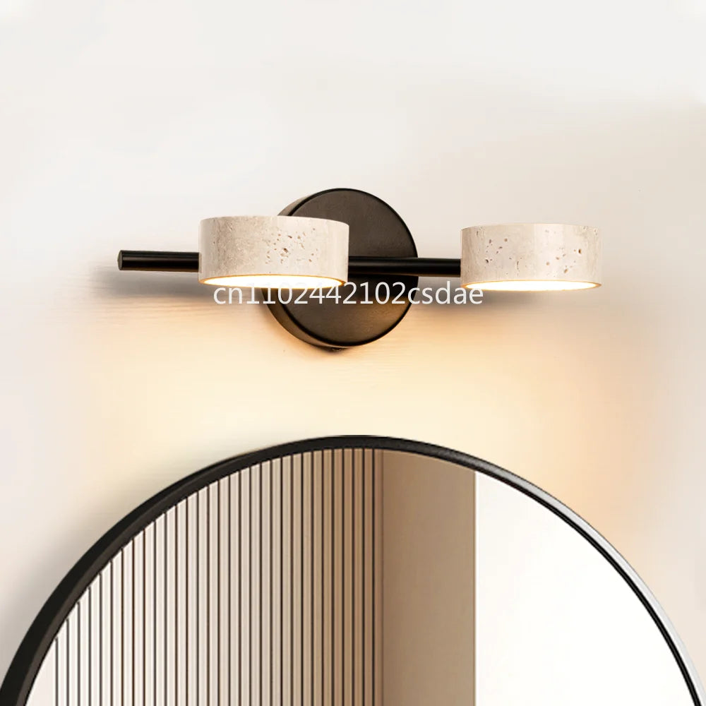 Natural Limestone Round Led Wall Lamp Double Sided