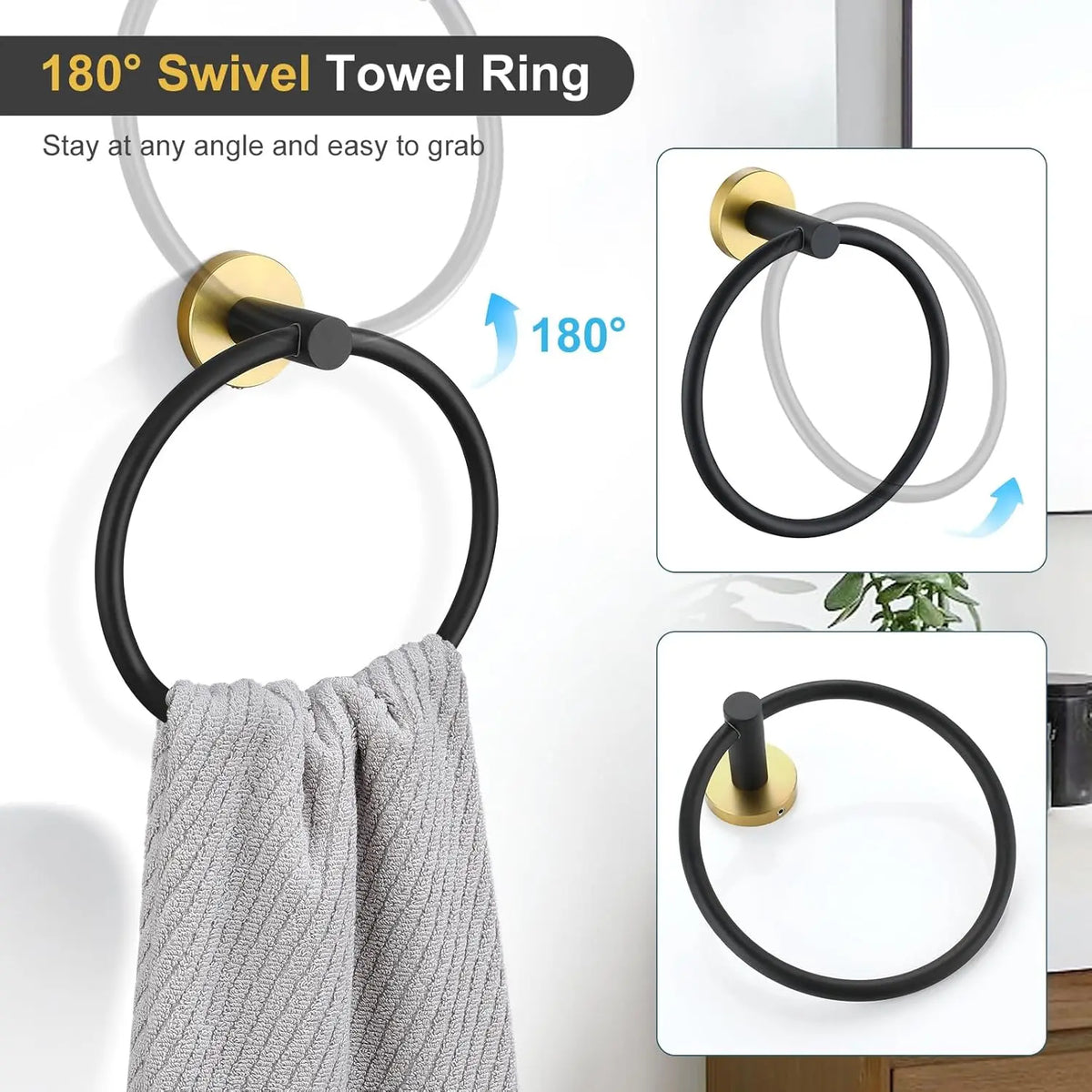 Black Gold Bathroom Hardware Wall Mounted Stainless Steel