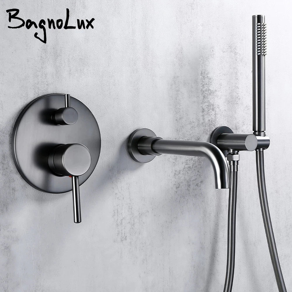 Bathtub Mixer Tap Shower Cold Bathroom Faucet Brushed