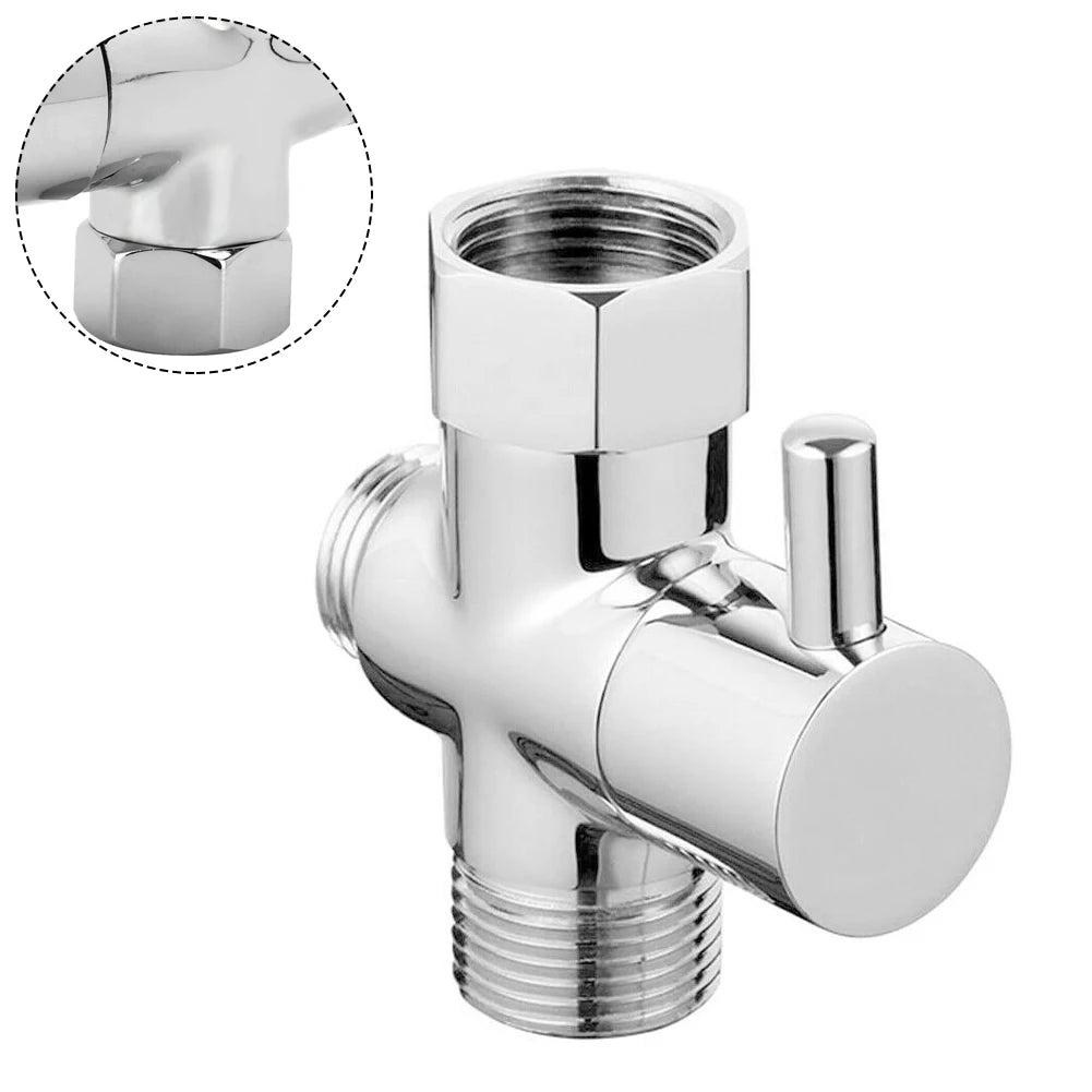Way Brass Diverter Valve T-Adapter Converter Chrome Shower