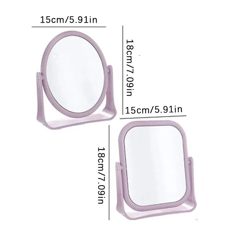 Bathroom Foldable Desktop Makeup Mirror 360 Degree Rotating